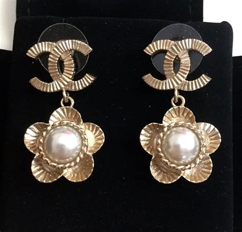 chanel classic cc pearl earrings|buy chanel cc earrings online.